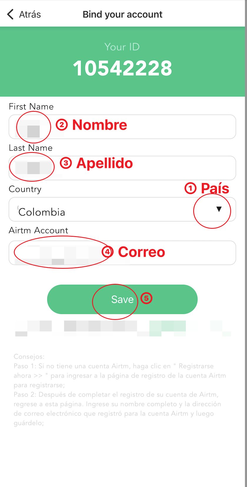 Vincula los datos airtm usdc al topchat live center para cobrar usd-c